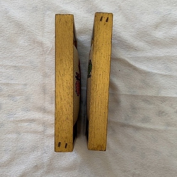 Vintage Finished Wooden Framed Embroidered Cross Stitch Girl Camping Set of Two - Picture 7 of 7